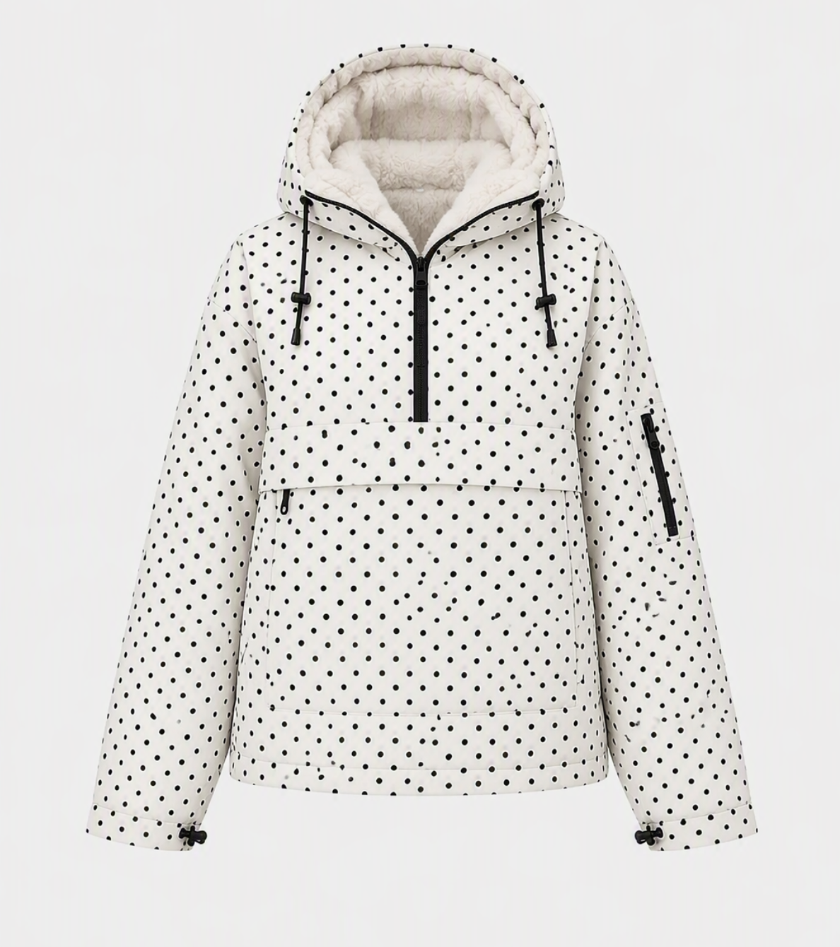 Faux Fur Lined Classic Relaxed Fit Rain Hoodie