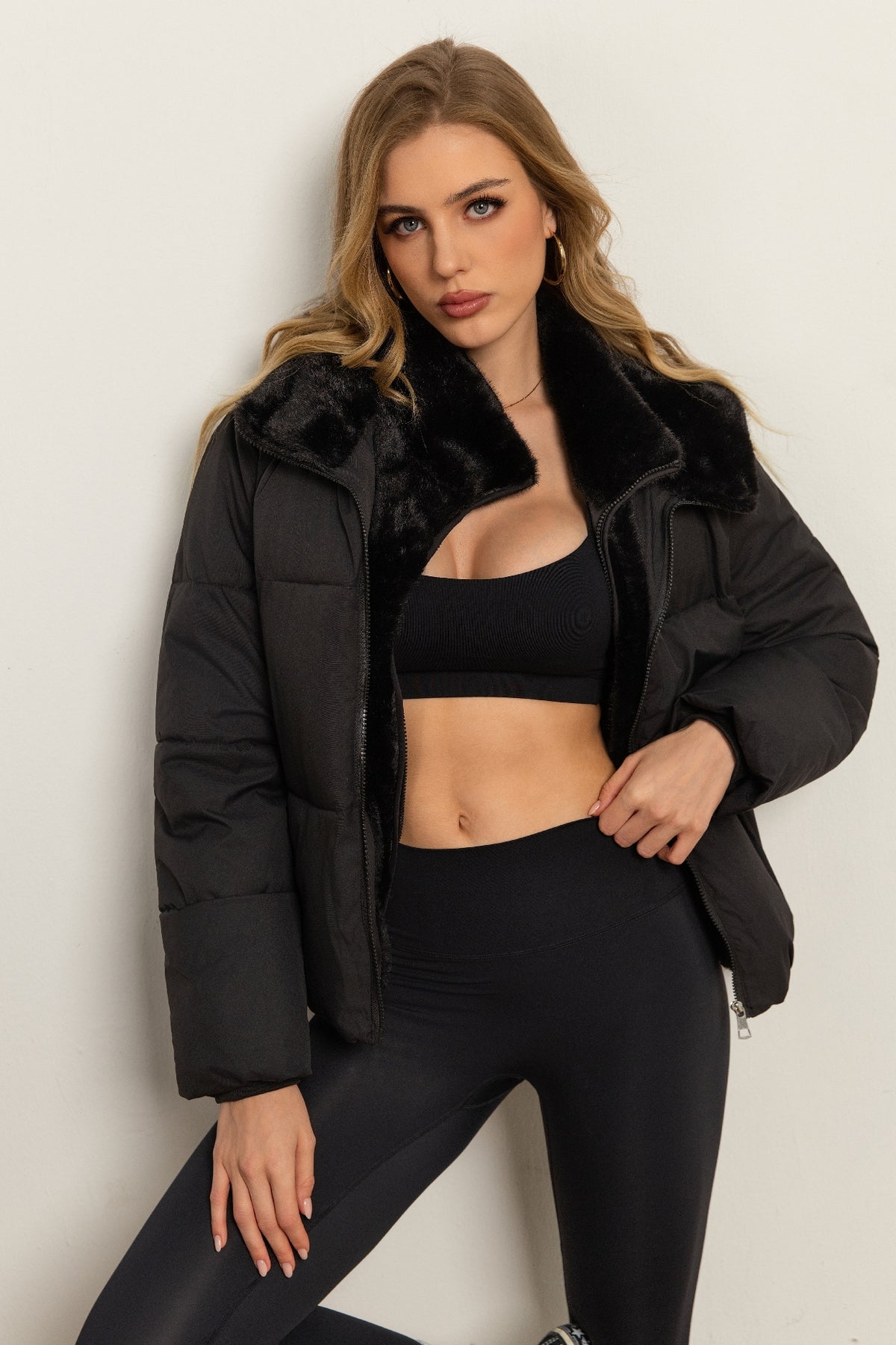 Classic "faux-layered" Style Down Jacket