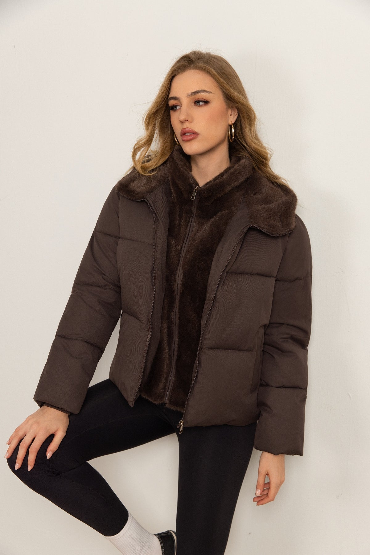 Classic "faux-layered" Style Down Jacket