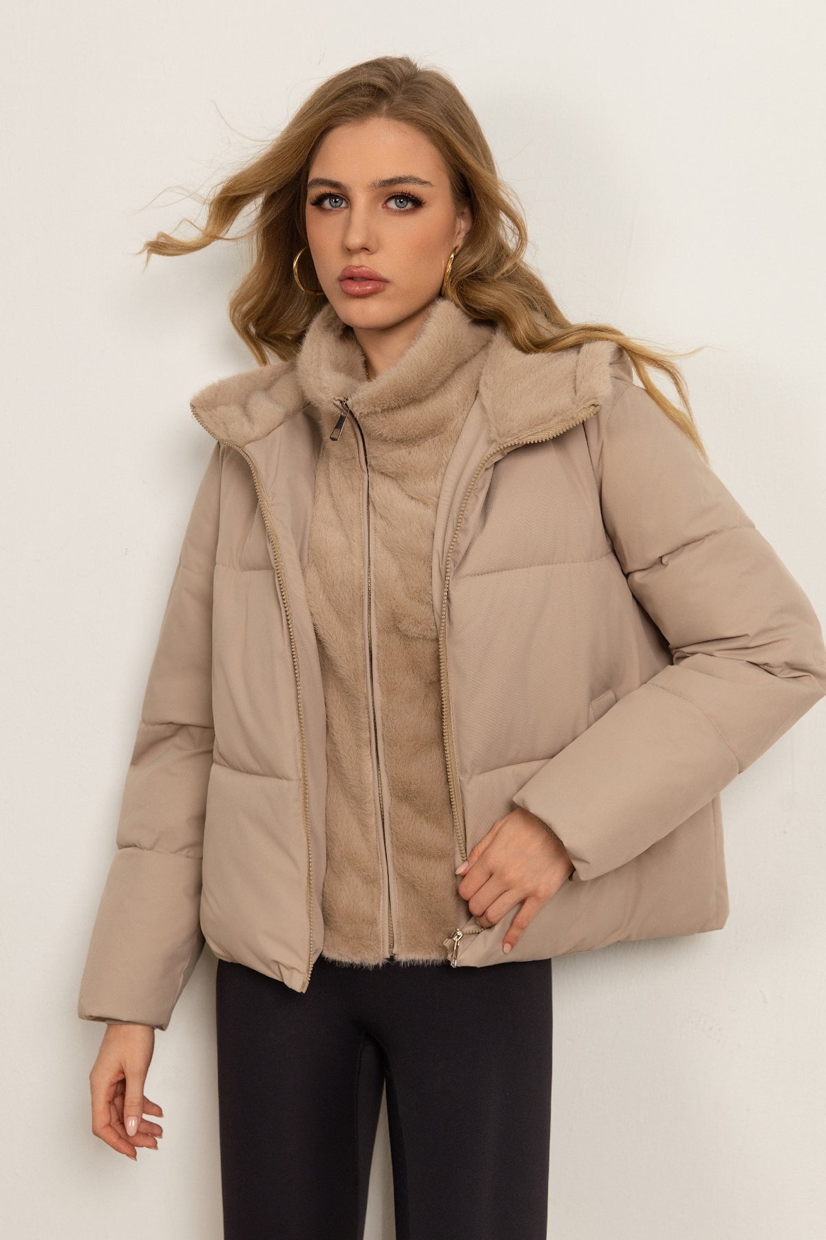 Classic "faux-layered" Style Down Jacket