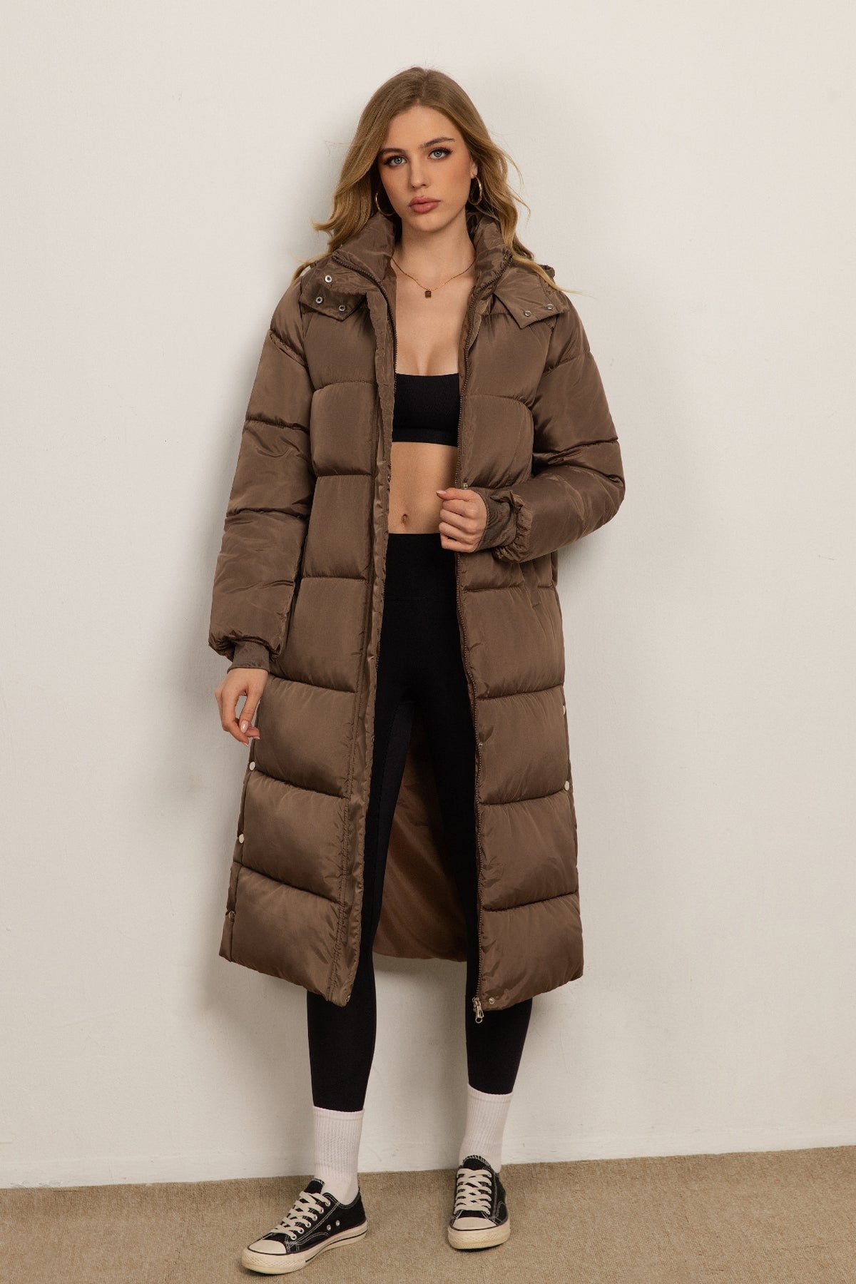 Basic Model Long Hooded Down Coat