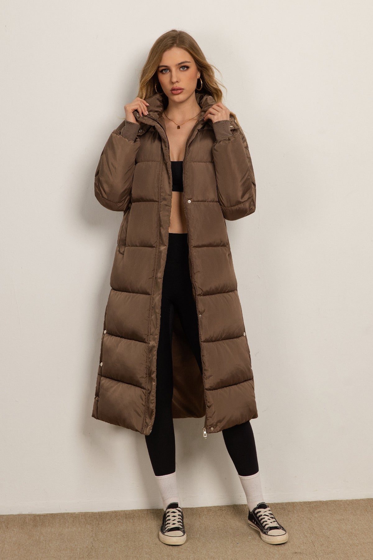 Basic Model Long Hooded Down Coat