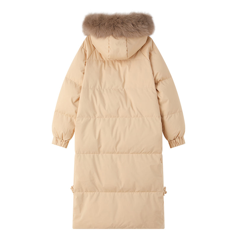 Langärmelige Daunenjacke mit Pelzkragen