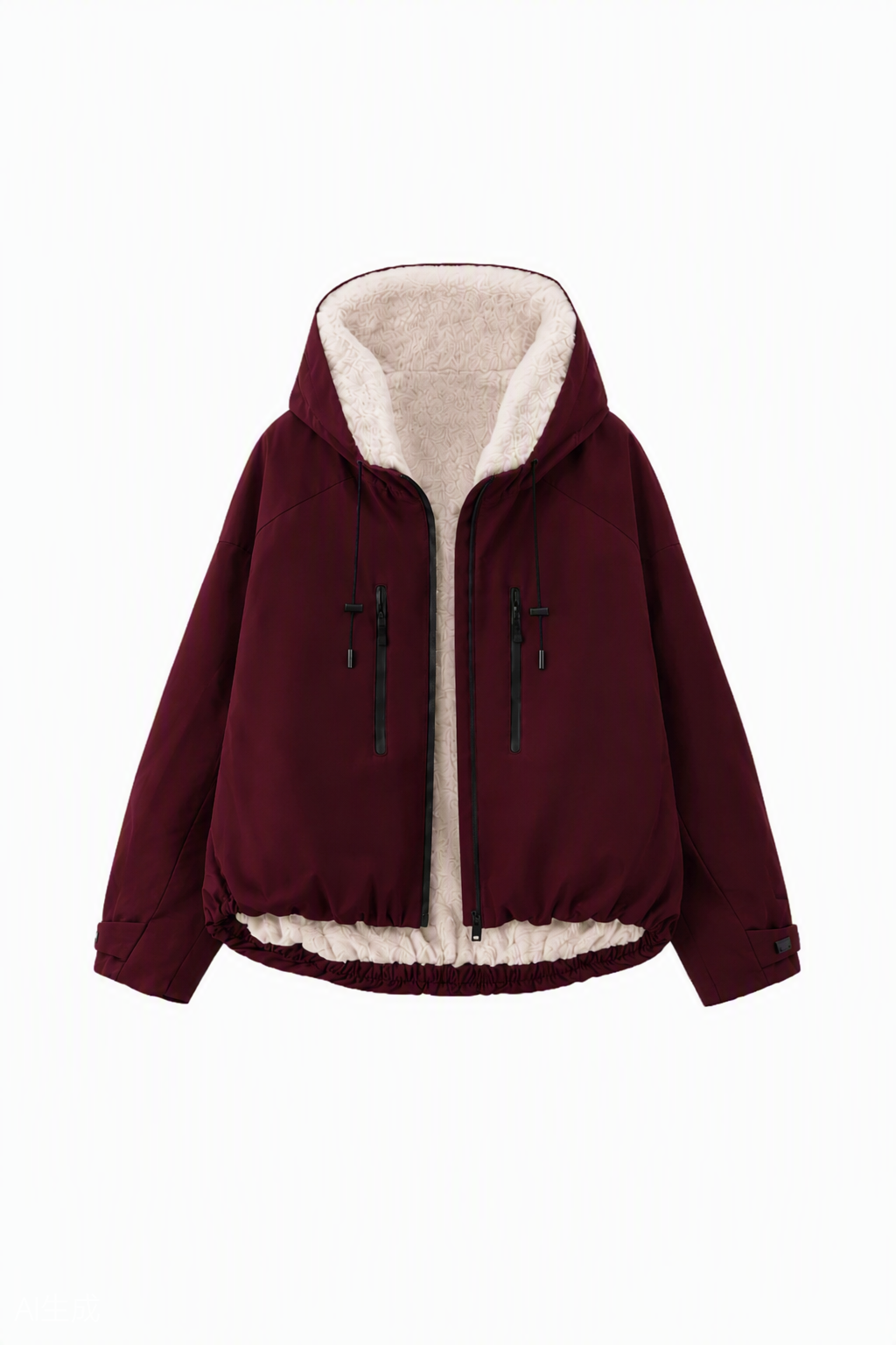 Faux Fur Lined One Size Short Oversized Rain Jacket