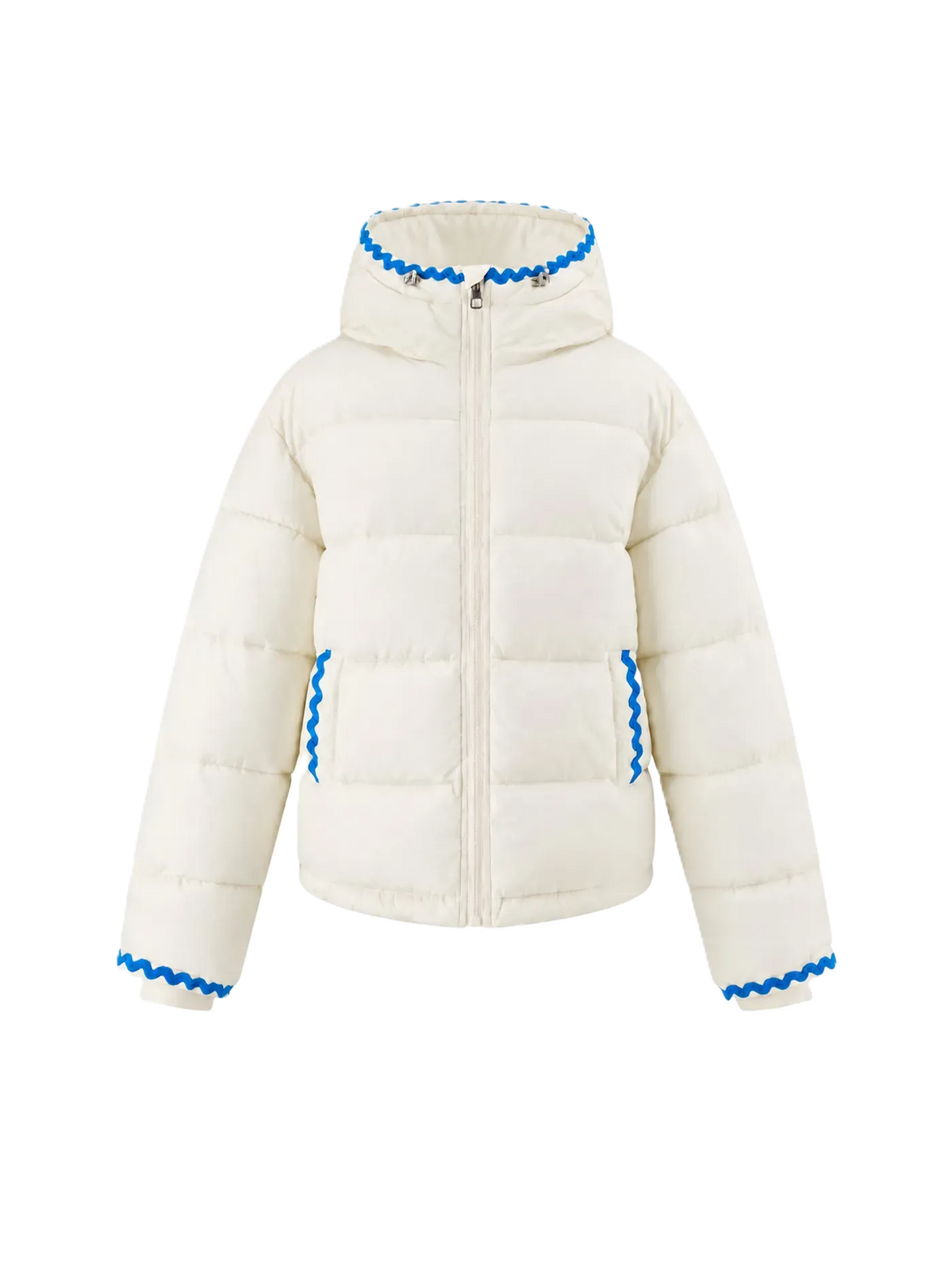 Color Embellished Hooded Down Jacket