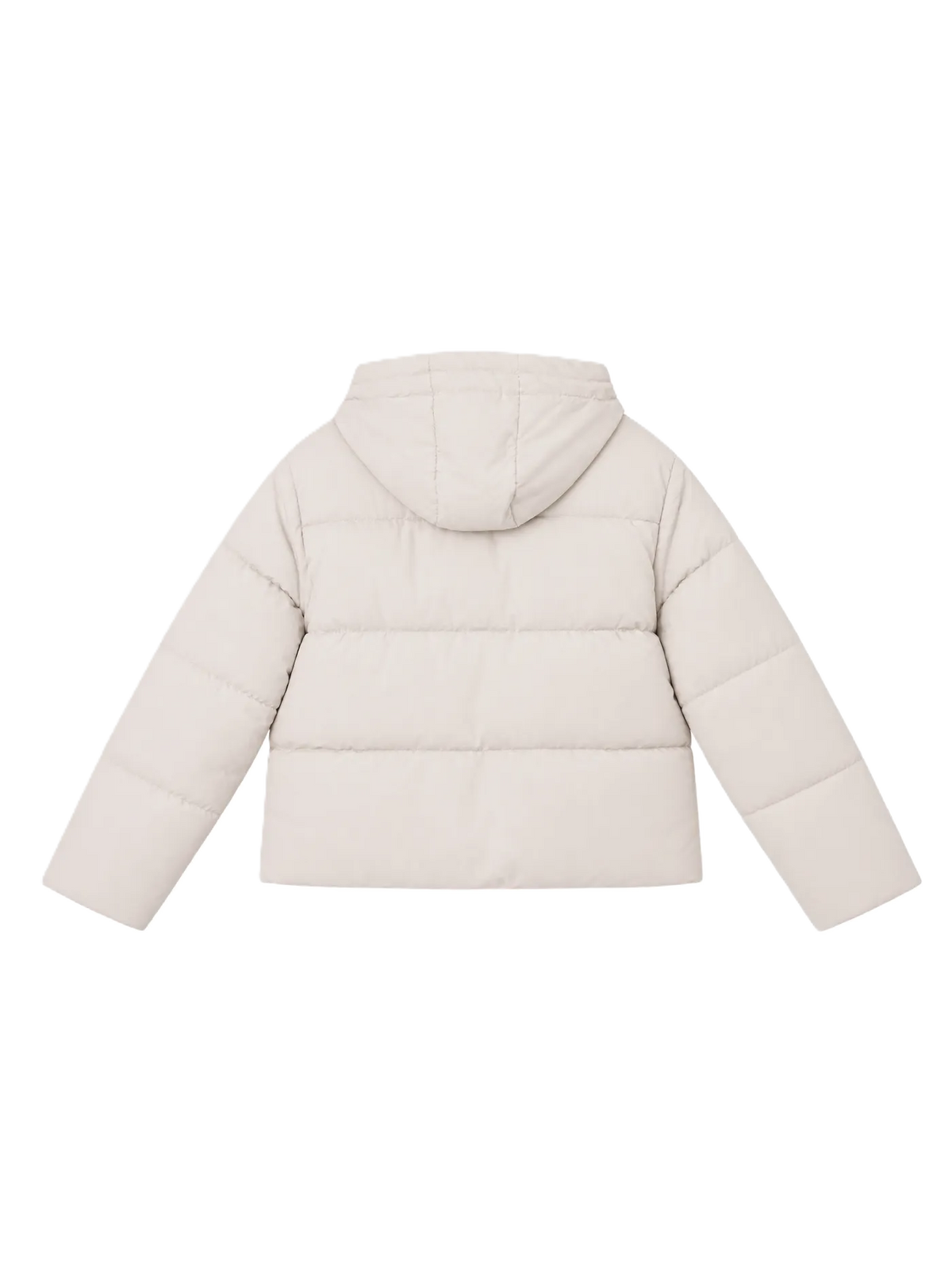 Down jacket with a plush front and detachable sleeves