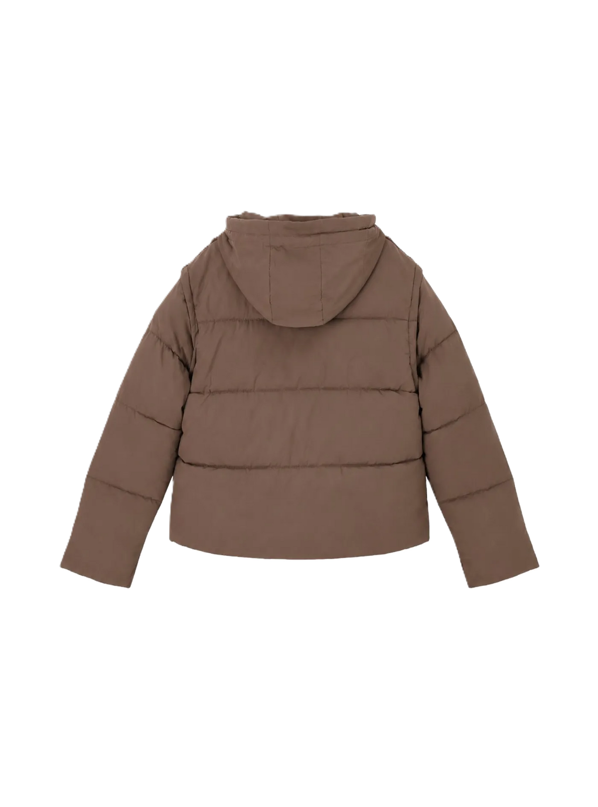 Down jacket with a plush front and detachable sleeves