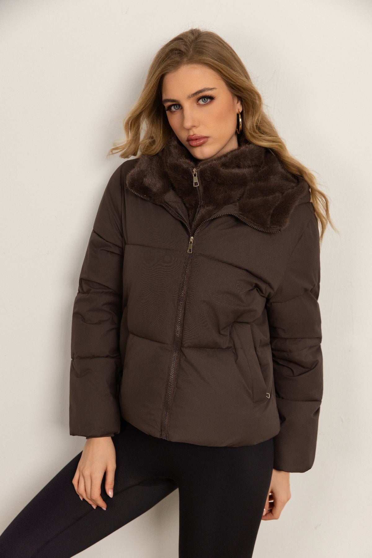 Classic "faux-layered" Style Down Jacket