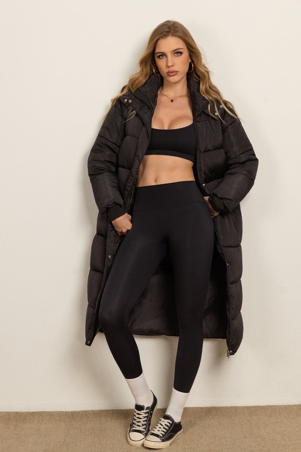 Basic Model Long Hooded Down Coat