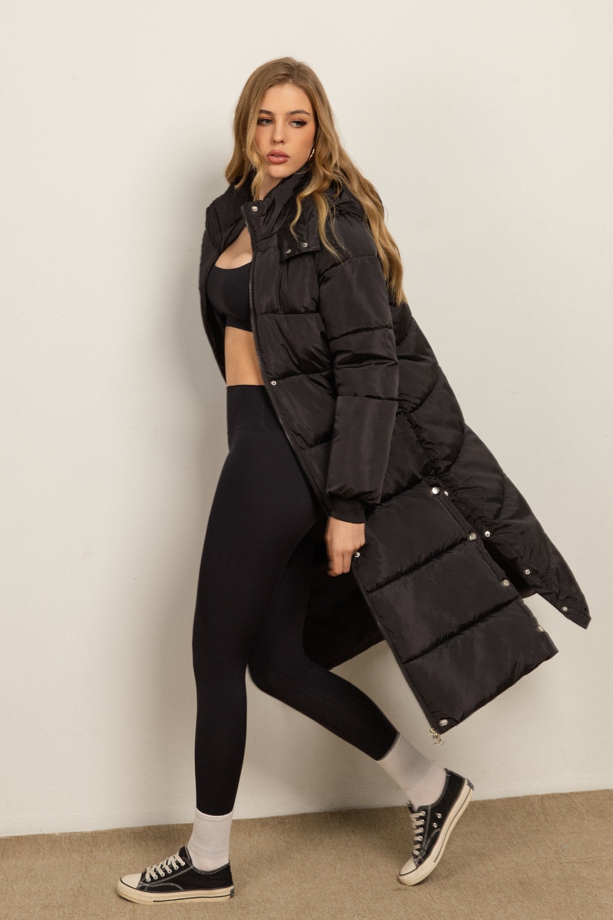 Basic Model Long Hooded Down Coat