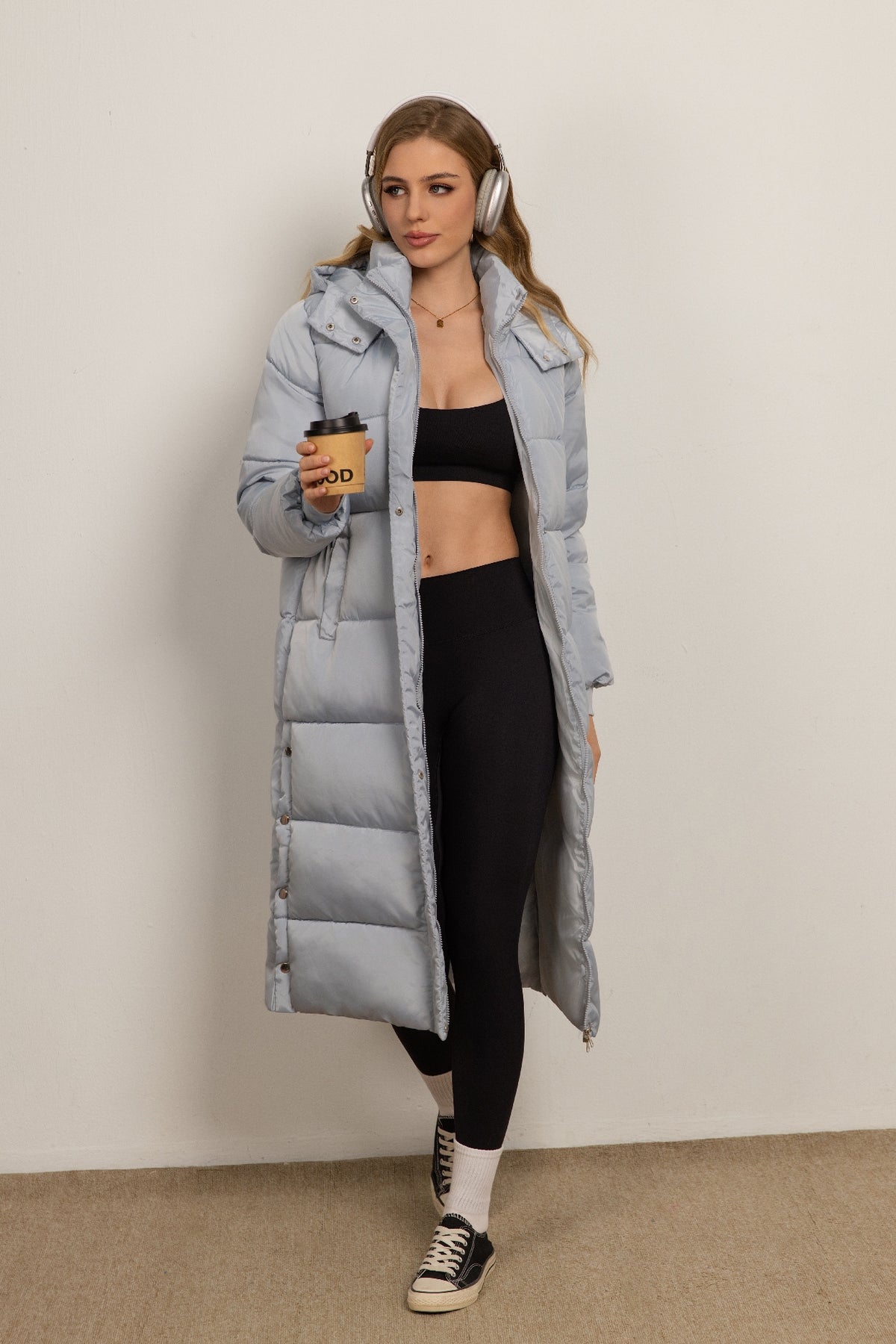 Basic Model Long Hooded Down Coat