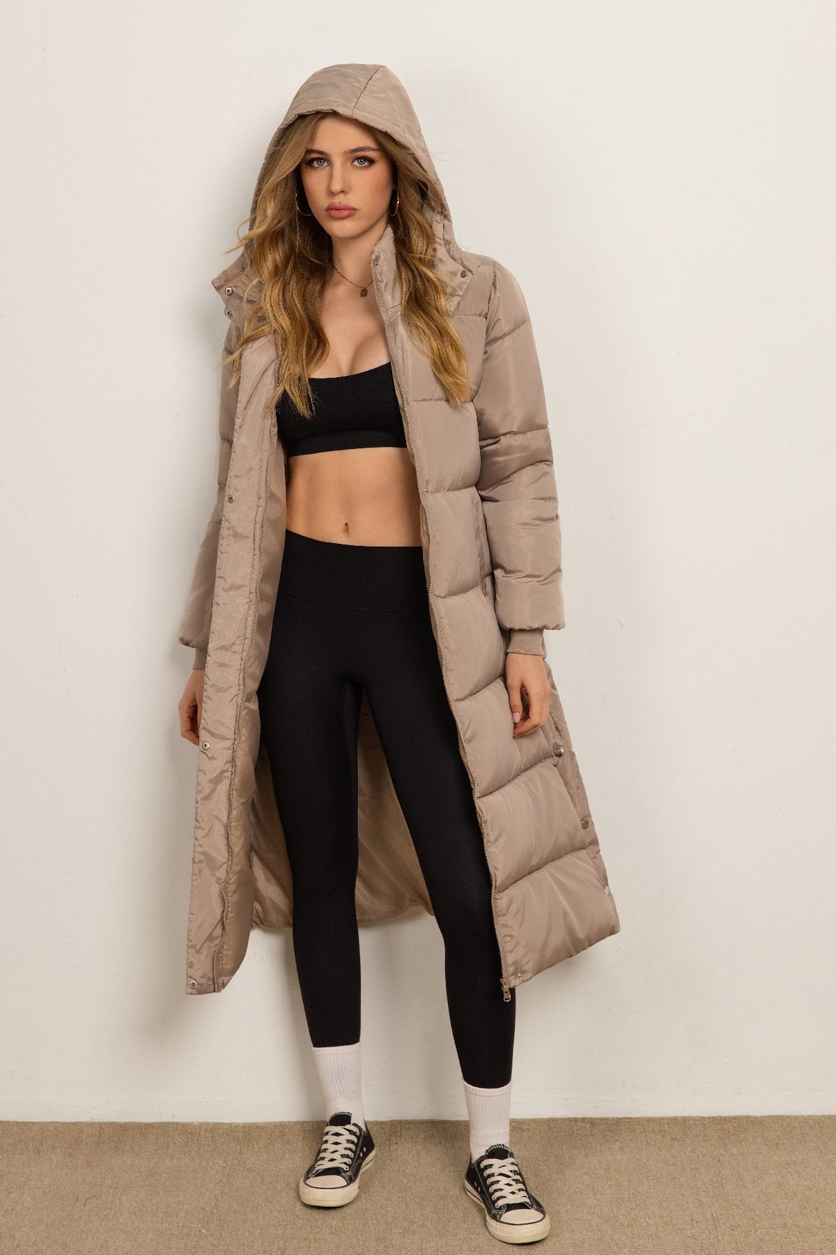 Basic Model Long Hooded Down Coat