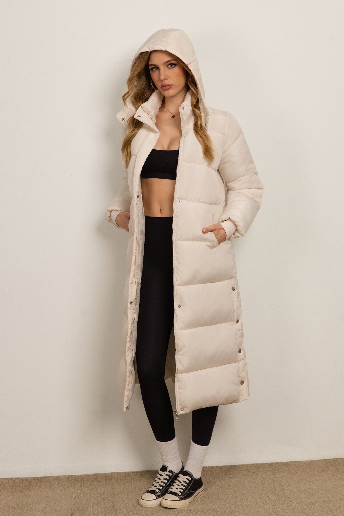 Basic Model Long Hooded Down Coat
