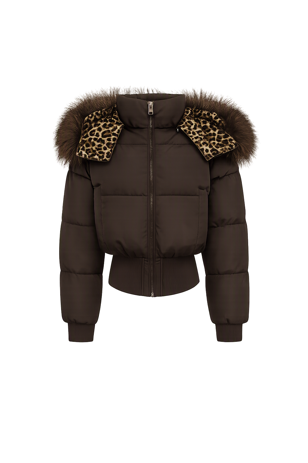 Classic Down Jacket Featuring A Detachable Fur Collar and An Attached Hood.