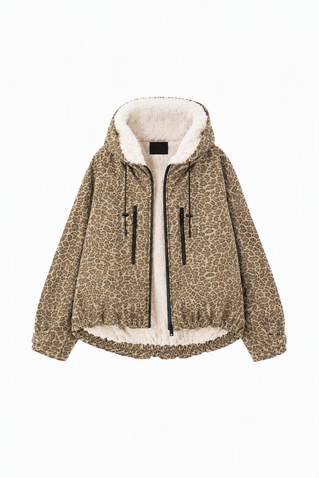 Faux Fur Lined One Size Short Oversized Rain Jacket