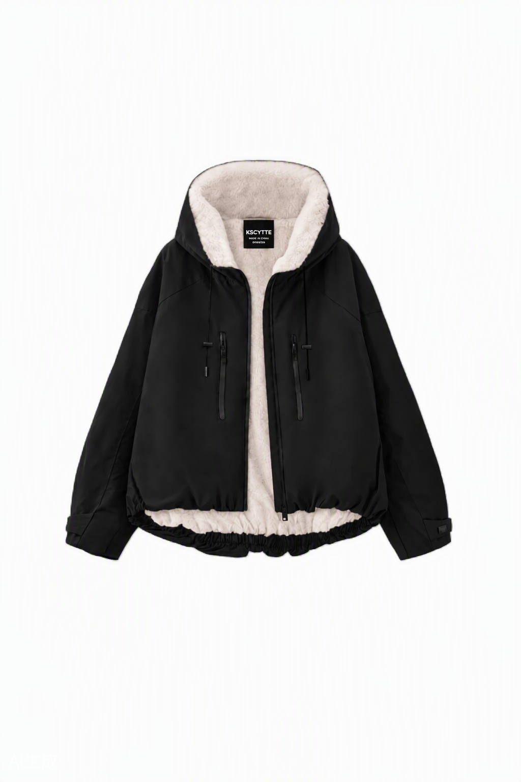 Faux Fur Lined One Size Short Oversized Rain Jacket