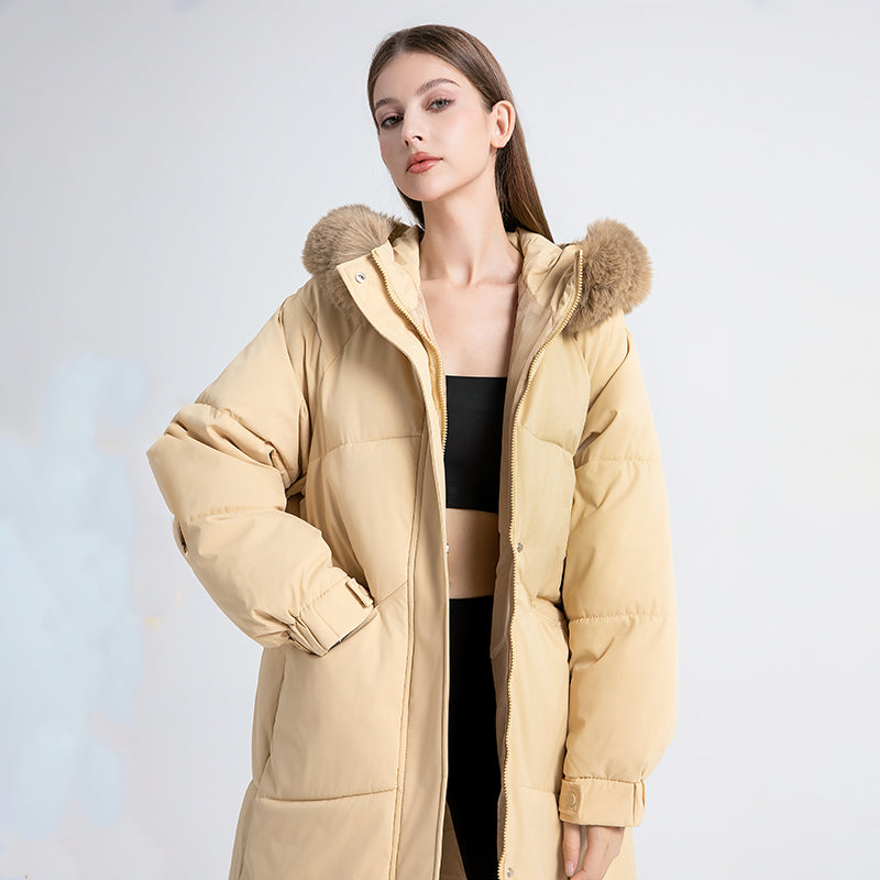 Long-sleeved Down Jacket with A Fur Collar