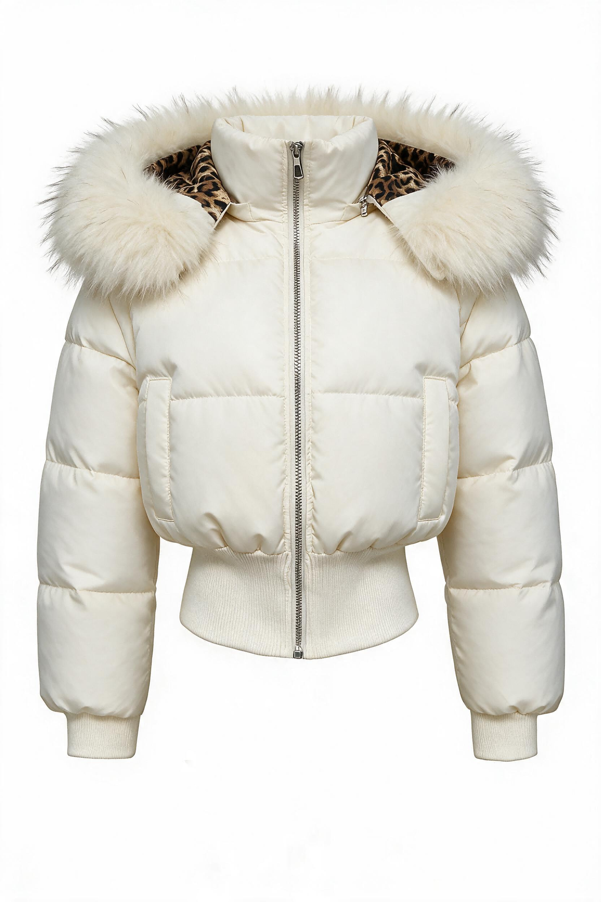 Classic Down Jacket Featuring A Detachable Fur Collar and An Attached Hood.