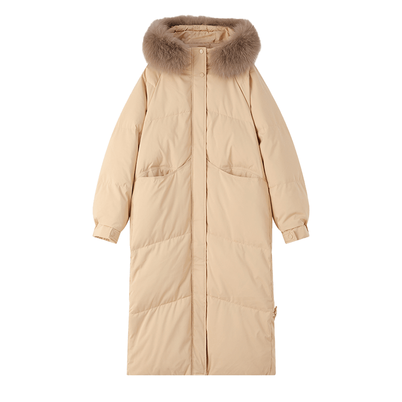 Long-sleeved Down Jacket with A Fur Collar